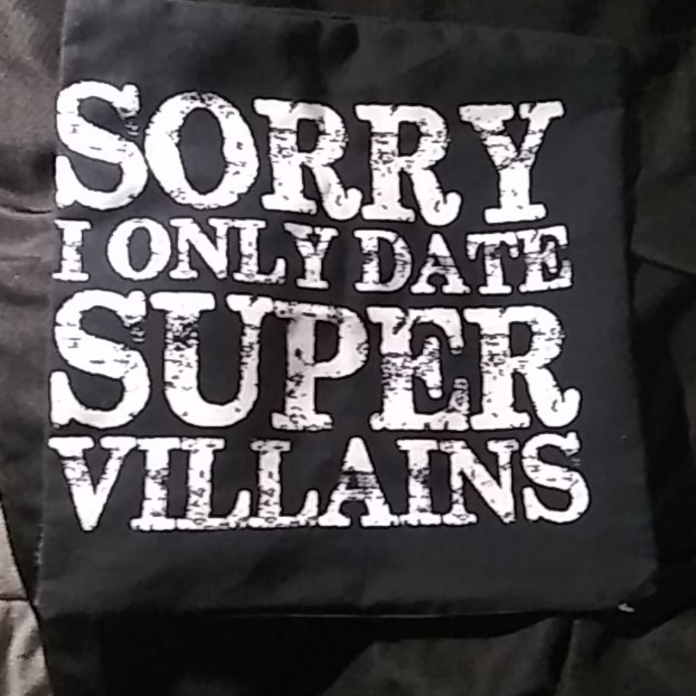 "Sorry I only date super villains" pillow case zip